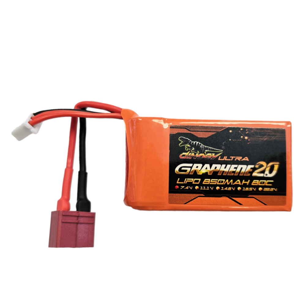 Dinogy Ultra Graphene 2.0 2S 7.4V 850mAh 80C Li-Po Battery w/ T-plug