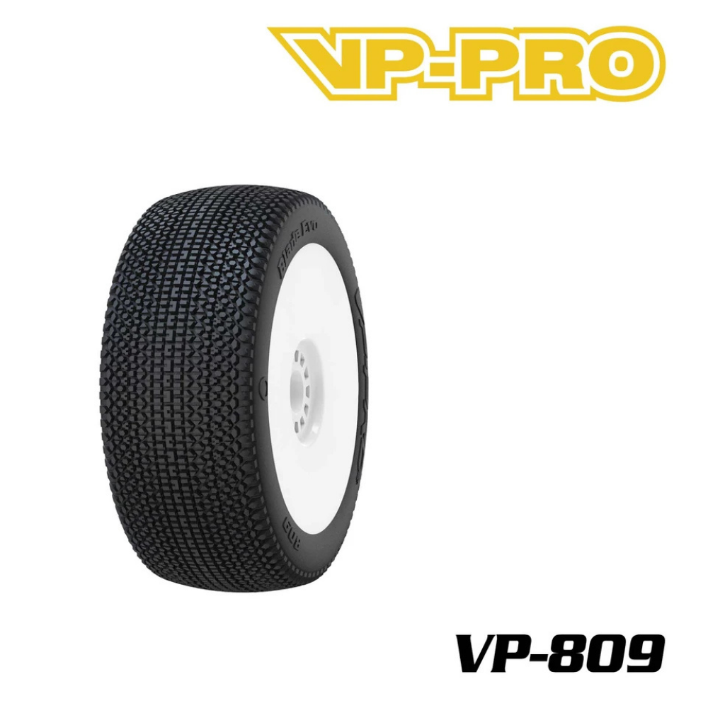 809 Blade Evo V2 1/8 Buggy Tires PRE-GLUED on White Rims - M4 Compound (2)