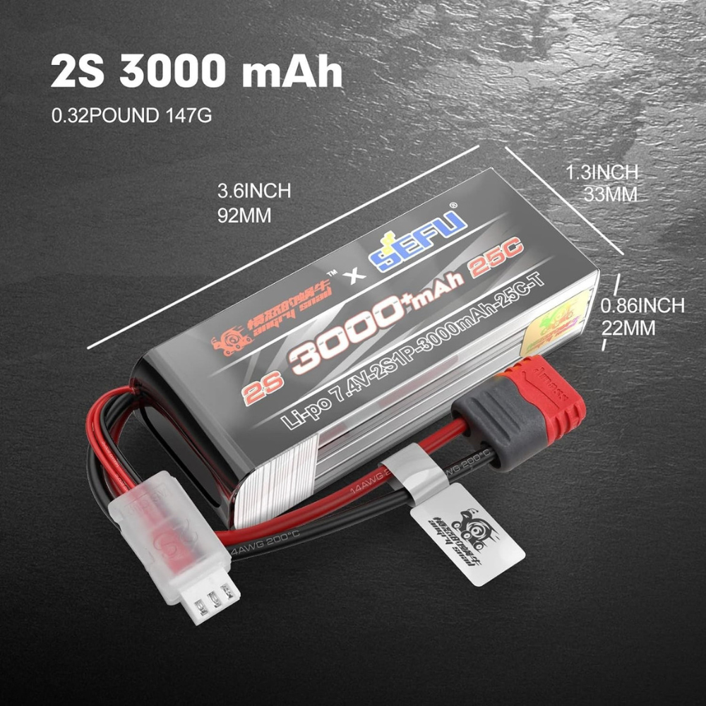 MJX Angry Snail 2S 7.4V 3000mAh 25C Li-Po Battery w/T-Plug