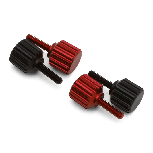 7075 Aluminum 1.4mm Thumbscrews for Losi Micro-B & T (Black/Red) (4)