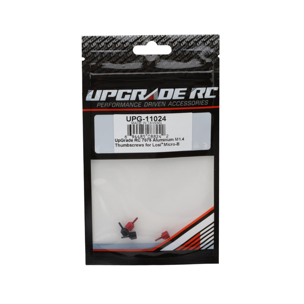 7075 Aluminum 1.4mm Thumbscrews for Losi Micro-B & T (Black/Red) (4)