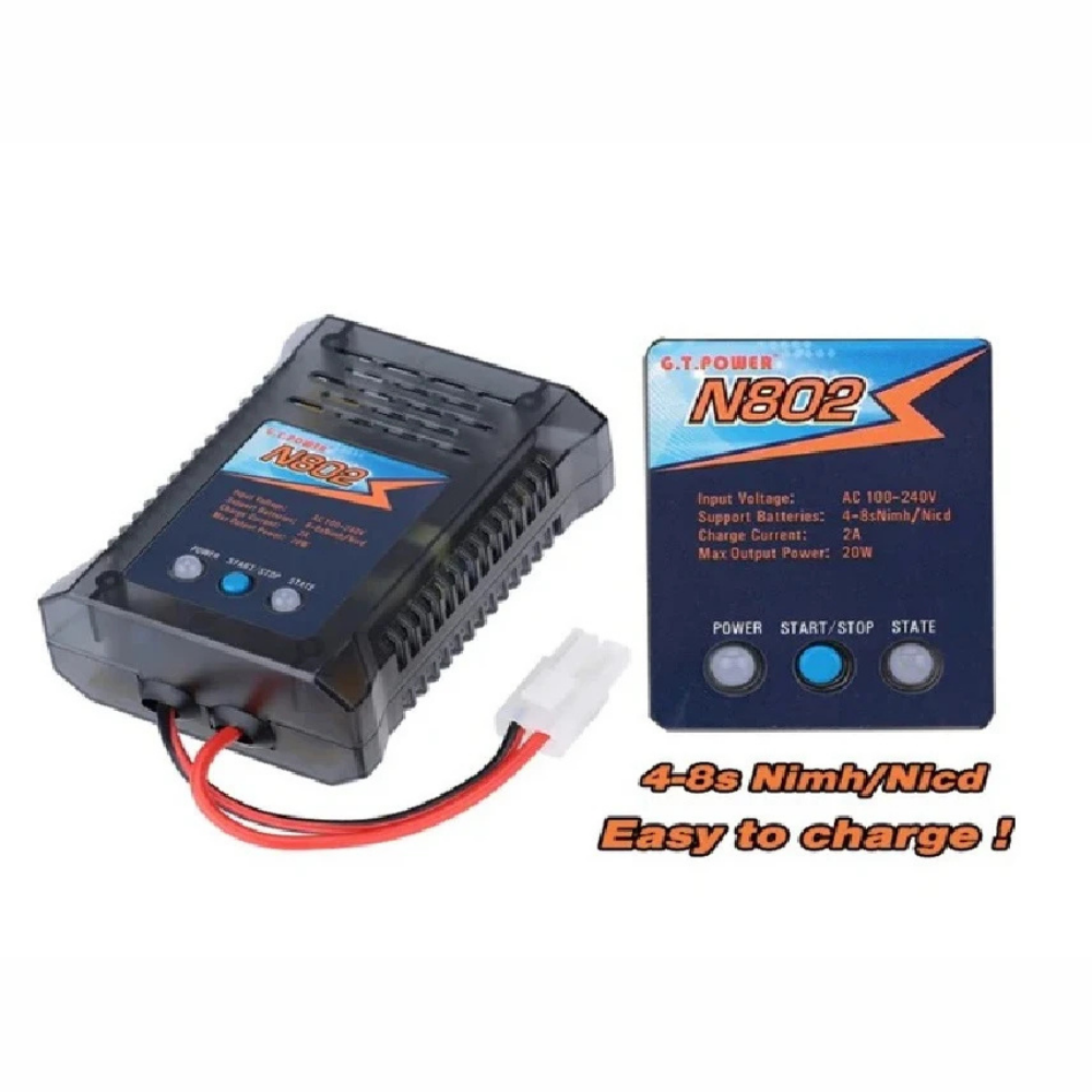N802 2A Fast Charger for NiMh/NiCad Batteries 6v - 9.6v with Tamiya Plug