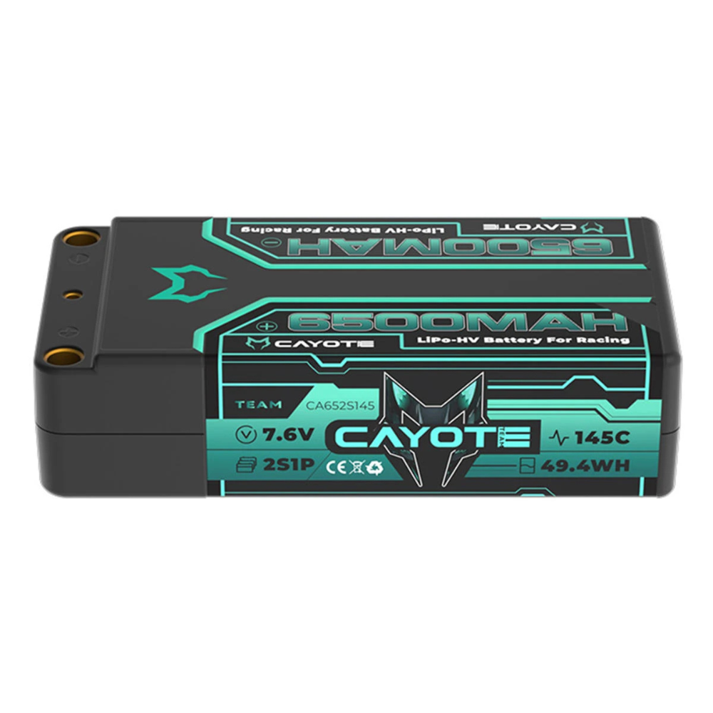 Cayote 2S 145C LCG Shorty LiHV Battery (7.6V/6500mAh) w/5mm Bullets