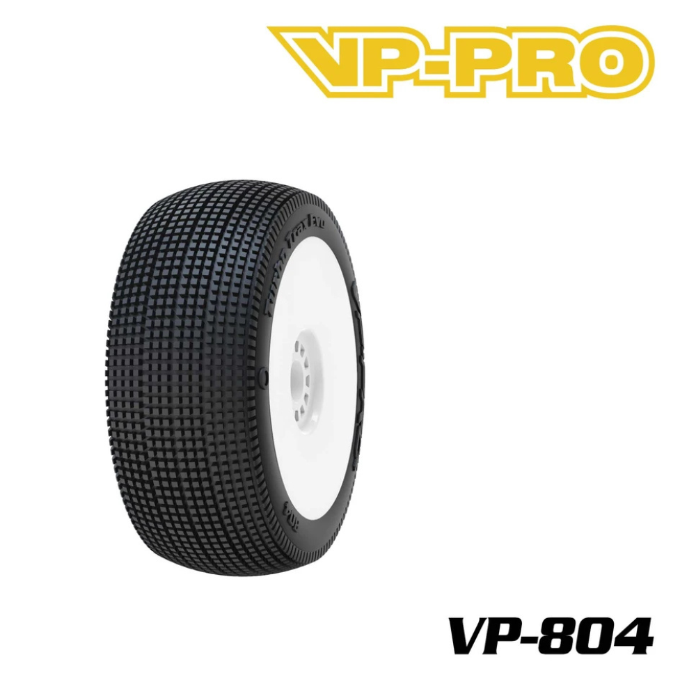 VP-PRO 804 Turbo Trax Evo V2 1/8 Buggy Tires Pre-Glued (White) - M4 Super Soft (2 Pcs)