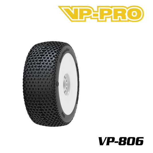 VP-PRO 806 Hurricane Evo 1/8 Buggy Tires PreGlued (White) - M4 Super Soft (2)