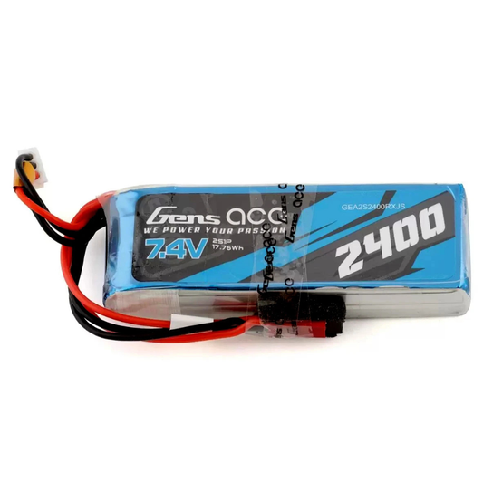 Gens Ace 2S 7.4V 2400mAh Li-Po Receiver Pack w/ Servo & JST Plugs